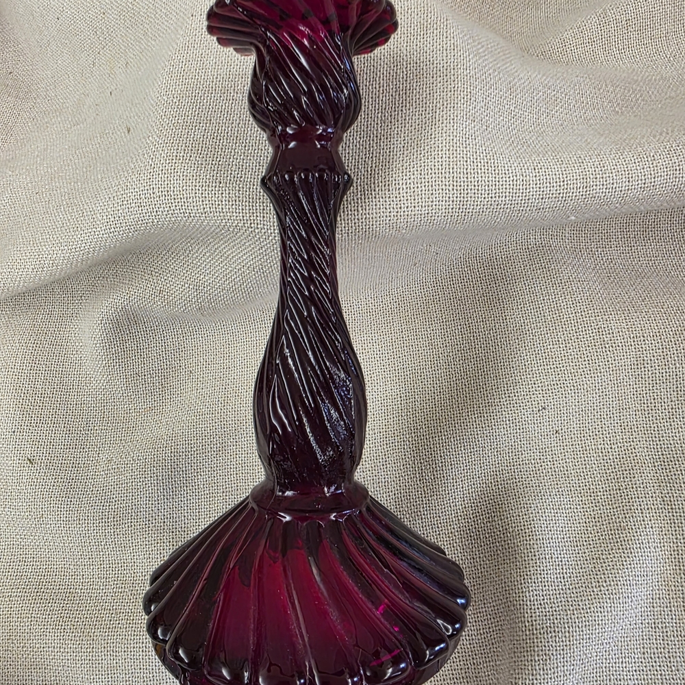 Elegant Burgundy Glass Candle Holder